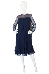 1960s Blue Silk Malcolm Starr Dress