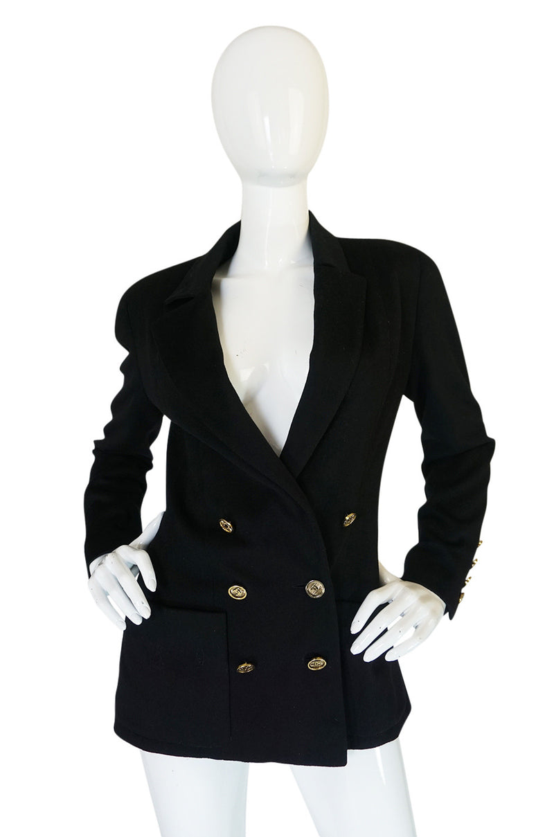 1980s Chanel Cashmere w 14 Chanel Gold Buttons Jacket