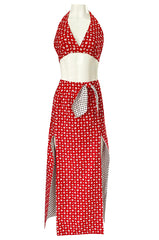1970s Donald Brooks Bandana Print & Dot Skirt & Halter Dress Set