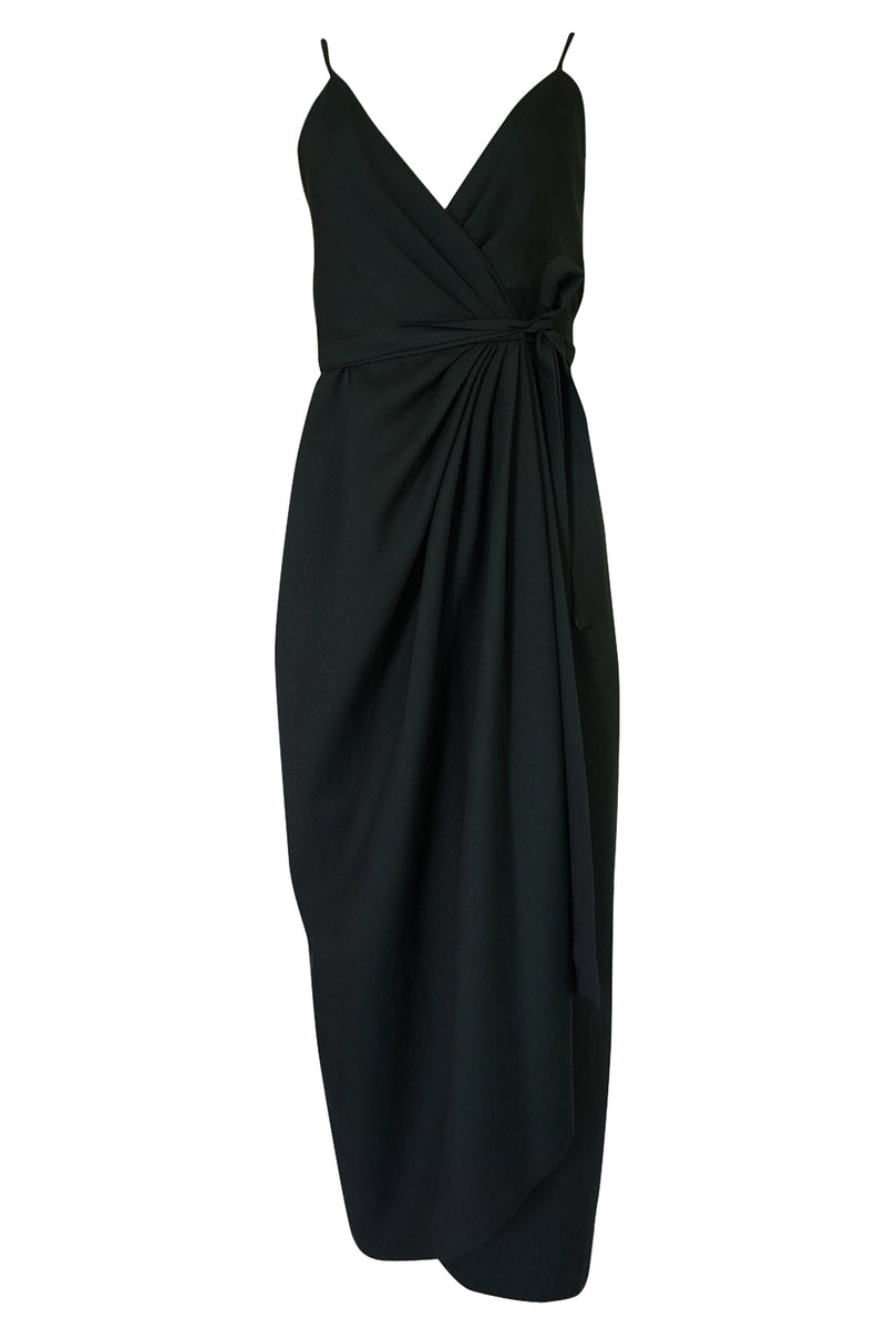 Early 1970s Polly Peck by Sybil Zelker Liittle Black Wrap Dress