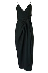 Early 1970s Polly Peck by Sybil Zelker Liittle Black Wrap Dress