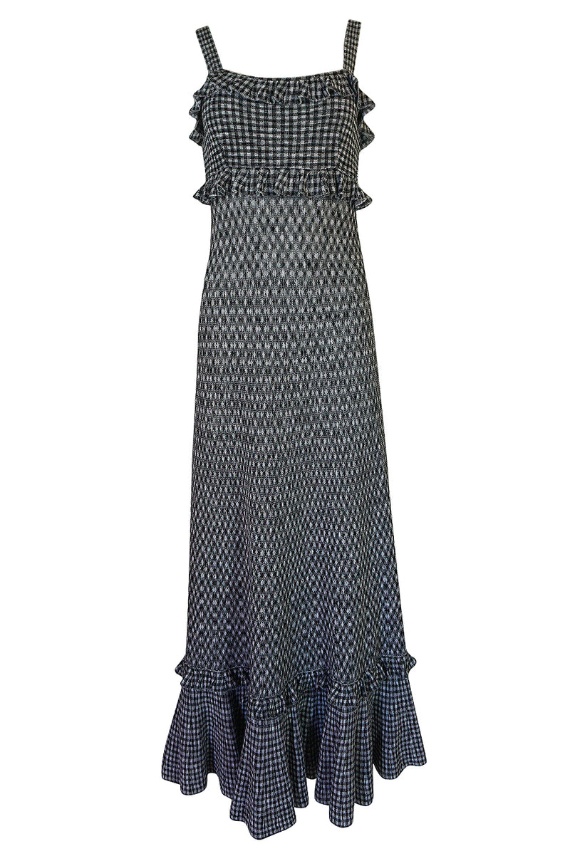 Vintage Chanel Black & White Check Soft Stretch Knit Halter Dress