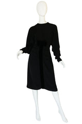 1980s Nina Ricci Demi-Couture Velvet Accented Dress