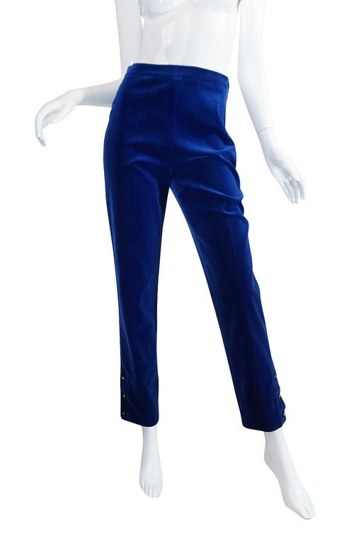 Rare 1980s Blue Velvet Chanel Cigarette Pants