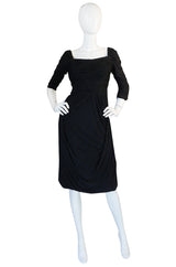 1940s Ceil Chapman Attr. Black Jersey Draped Dress