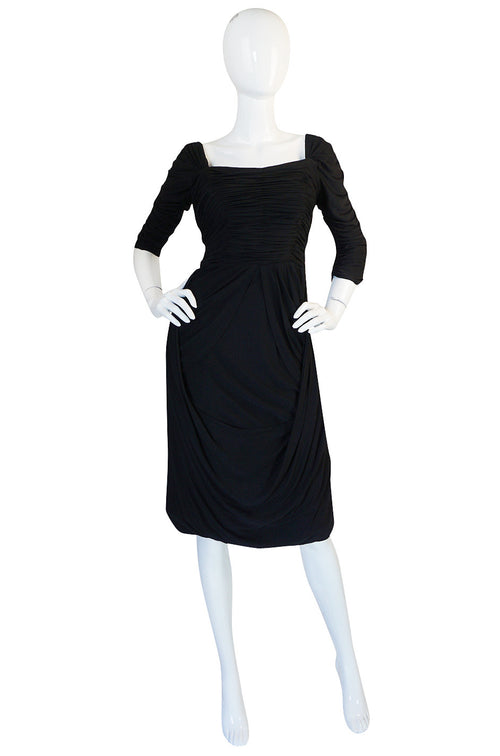 1940s Ceil Chapman Attr. Black Jersey Draped Dress