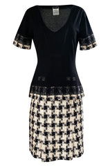 2005 Cruise Chanel Classic Boucle Skirt & Black Cashemere Top Set