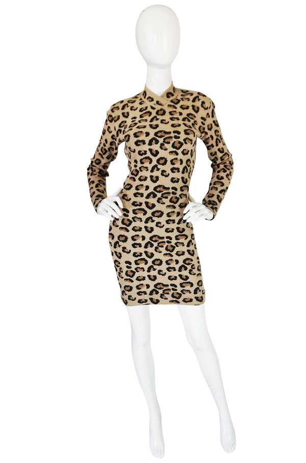 Iconic Fall 1991 Azzedine Alaia Museum Held Leopard Knit Dress