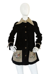 1970s Gucci Suede Jacket With Embroidered Pheasants