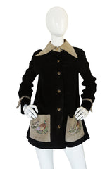 1970s Gucci Suede Jacket With Embroidered Pheasants