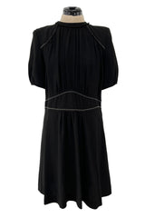 Prettiest 2015 Isabel Marant Easy To Wear Black Mini Dress w White Stitching