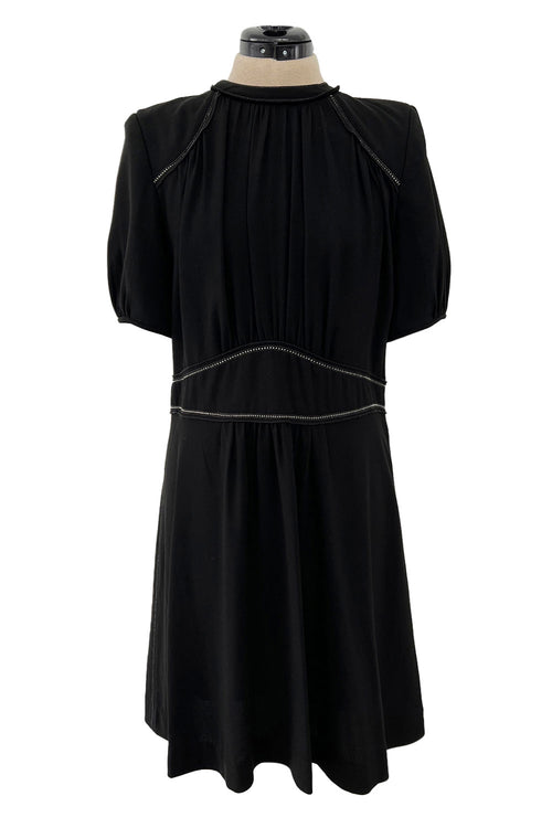 Prettiest 2015 Isabel Marant Easy To Wear Black Mini Dress w White Stitching