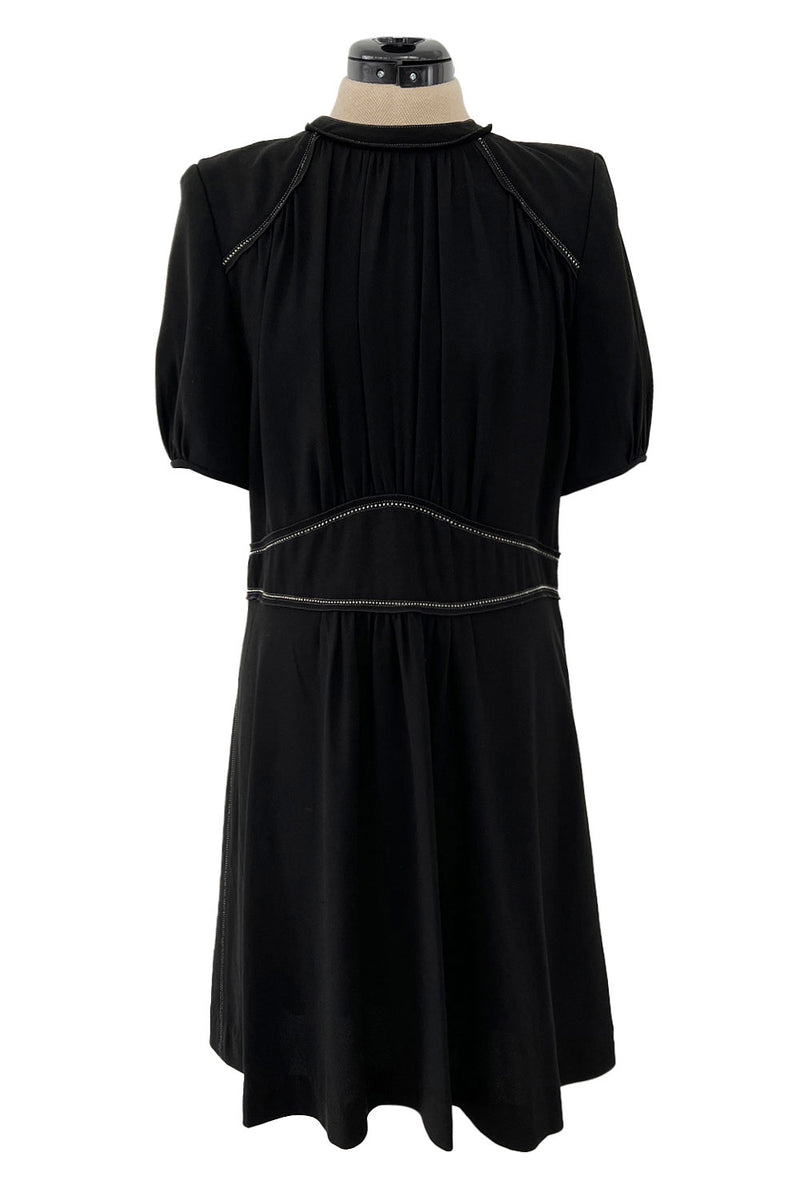 Prettiest 2015 Isabel Marant Easy To Wear Black Mini Dress w White Stitching