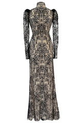 Spectacular Pre-Fall 2016 Alexander McQueen by Sarah Burton Black Nude Lace Dress