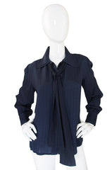 1970s Blue Silk Givenchy Top