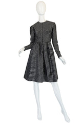 c1972 Geoffrey Beene Silk Black & White Dot Dress