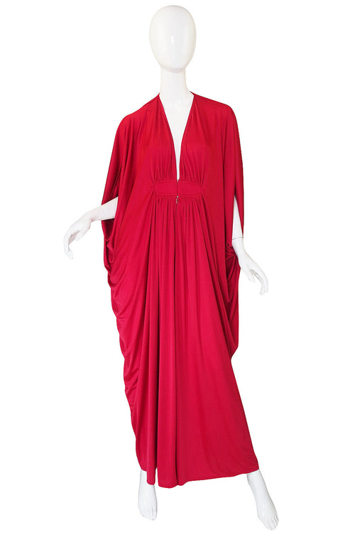 1970s Rare Red Yuki Caftan Gown
