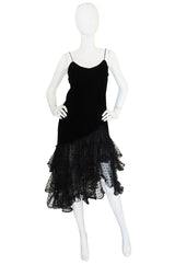 1978 Oscar de la Renta Velvet & Dotted Net Dress