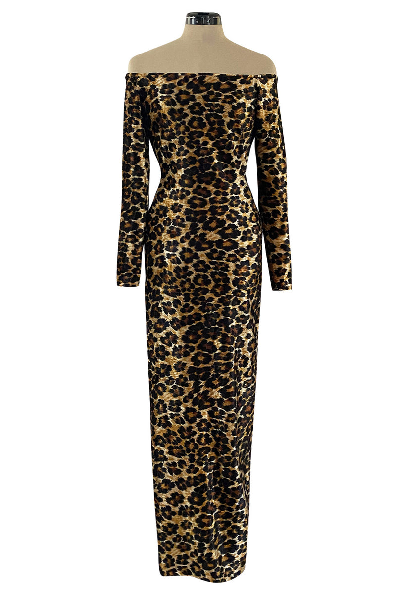 Iconic Fall 1989 Patrick Kelly Off Shoulder Leopard Stretch Velvet Dre Shrimpton Couture Iconic Fall 1989 Patrick Kelly Off Shoulder Leopard Stretch Velvet Dre Shrimpton Couture