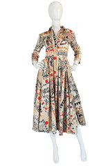 S/S 2004 Prada Runway Postcard Print Cotton Dress
