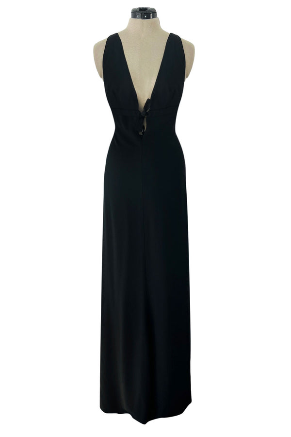 Stupendous Spring 2008 Valentino Original Runway Black Front & Back Plunge Bow Dress