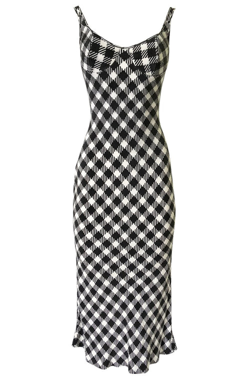 1995 Christian Dior by Gianfranco Ferre Runway Graphic B&W Dress