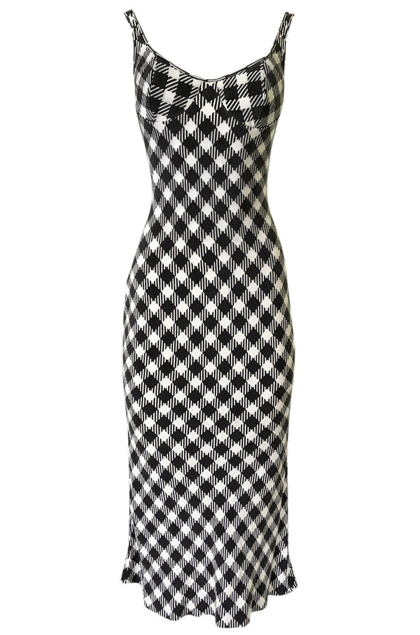 1995 Christian Dior by Gianfranco Ferre Runway Graphic B&W Dress