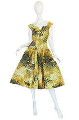 1950s Kamehame Yellow Cotton Print Hawaiian Sun Dress