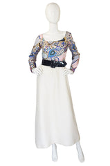 1970s Jean Varon Print Dress & Patent Belt