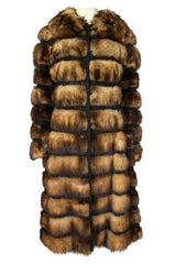c.1966 Pierre Cardin Fitch Fur & Black Suede Flared Sleeve Coat