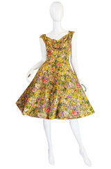 Extraordinary 1950s Yellow Silk Ceil Chapman Dress
