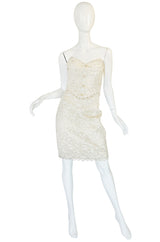 1980s Zandra Rhodes Gold & Cream Bustier Skirt Set