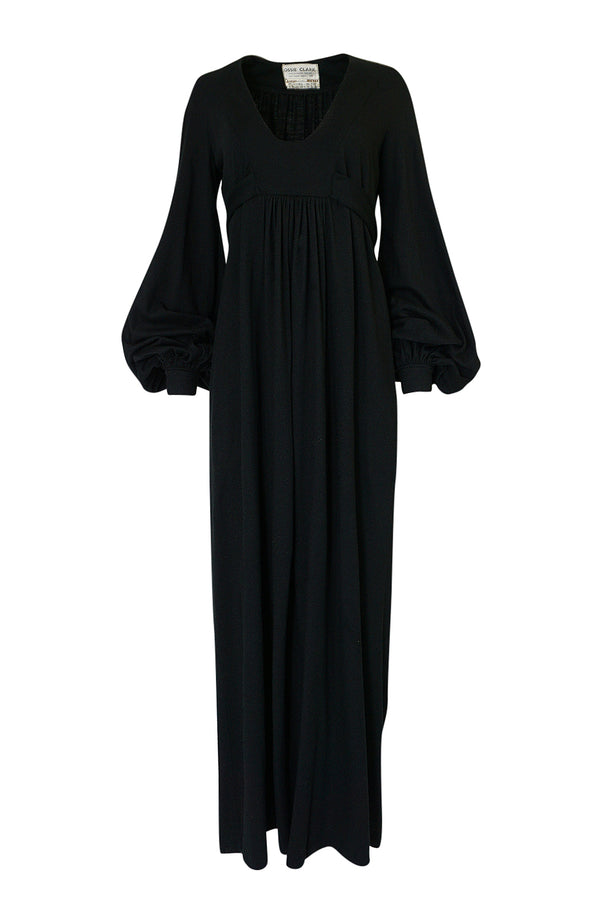 c.1969-1970 Ossie Clark Black 'Graduation' Front Plunge Dress