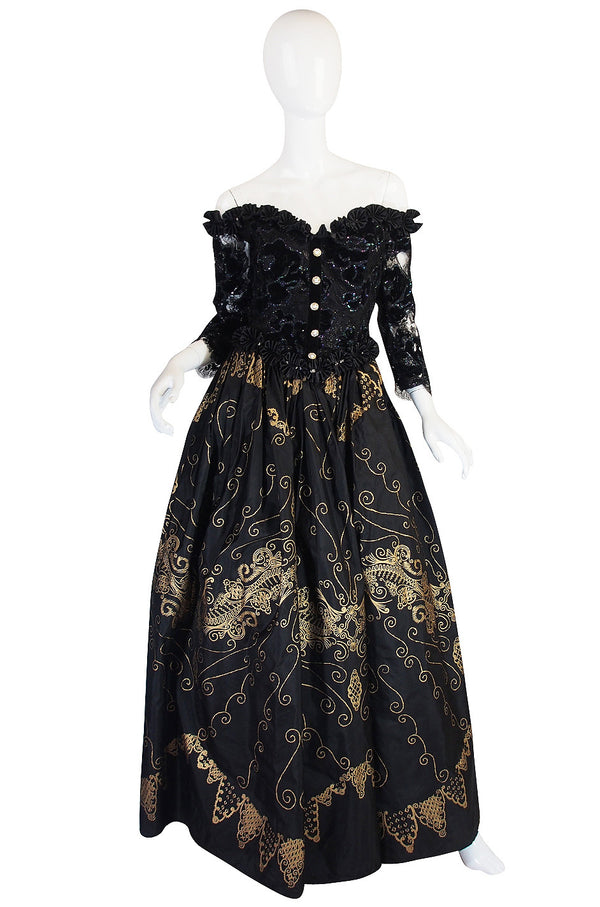 c1980s Hand Painted Zandra Rhodes Gown