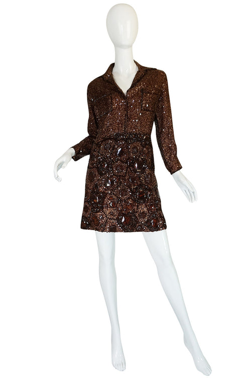 c.1966 Christian Dior Sequin & Tortoise Shell Demi-Couture Dress