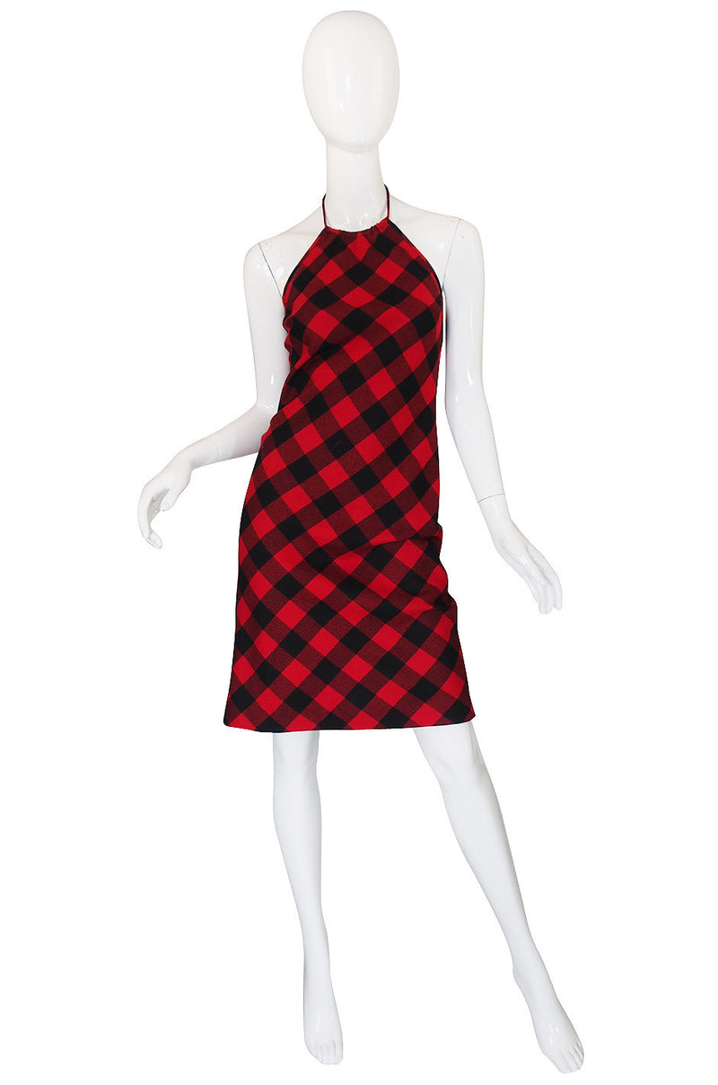 1990s Ralph Lauren Plaid Halter Dress Shrimpton Couture 1990s Ralph Lauren Plaid Halter Dress Shrimpton Couture