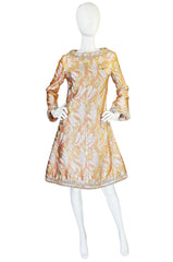 1960s Metallic Coral, Gold & Silver A-Line Dance Dress