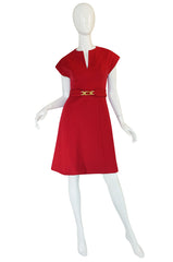 Treasure Item - c1973 Red Knit Wool Dress & Belt from Saks
