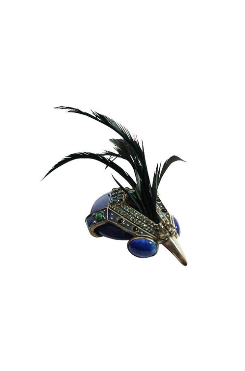 Limited Edition Lanvin Hawk Stone & Feather Brooch