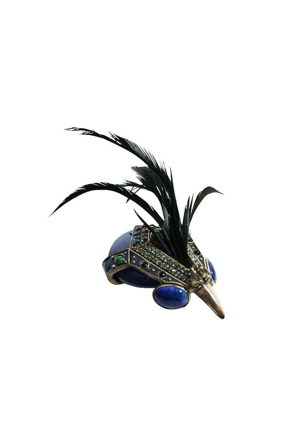 Limited Edition Lanvin Hawk Stone & Feather Brooch