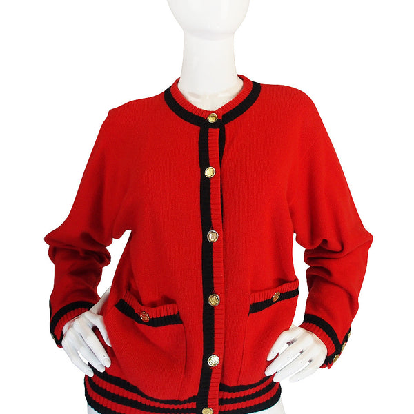Chanel Red Cashmere Sweater Set