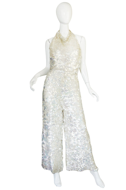 c1967 Couture Donald Brooks Silk and Pailettes Jumpsuit