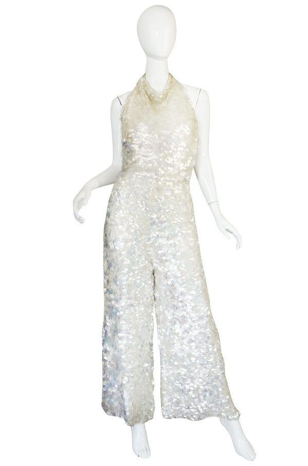 c1967 Couture Donald Brooks Silk and Pailettes Jumpsuit