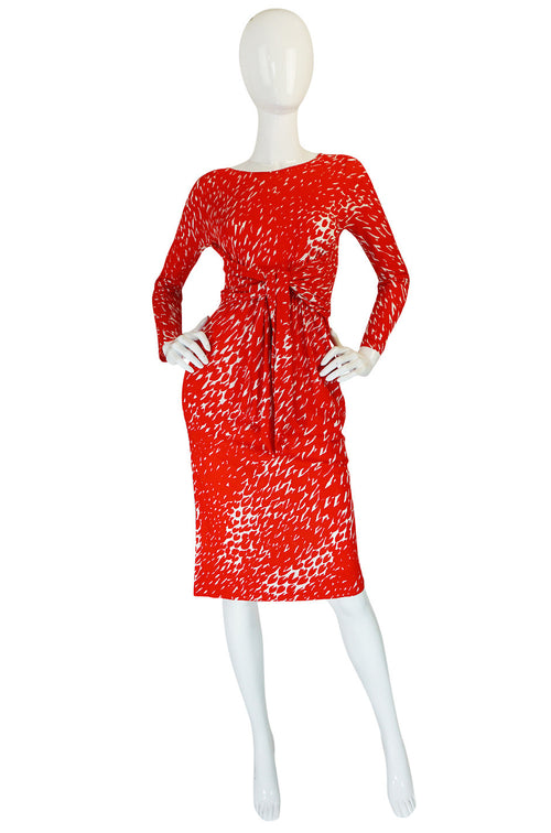 Museum Held Spring 1977 Halston Print Jersey Front Wrap Dress