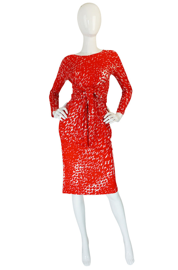 Museum Held Spring 1977 Halston Print Jersey Front Wrap Dress