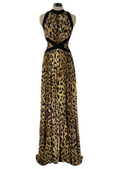 Fall 2014 Balmain by Olivier Rousteing Leopard Print Silk Jersey Dress w Low Back