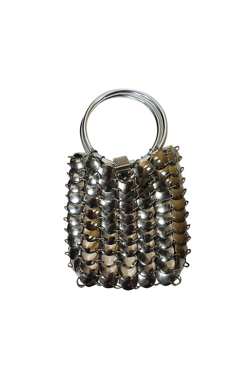 1960s Silver Disc Bag in the Manner of Paco Rabanne