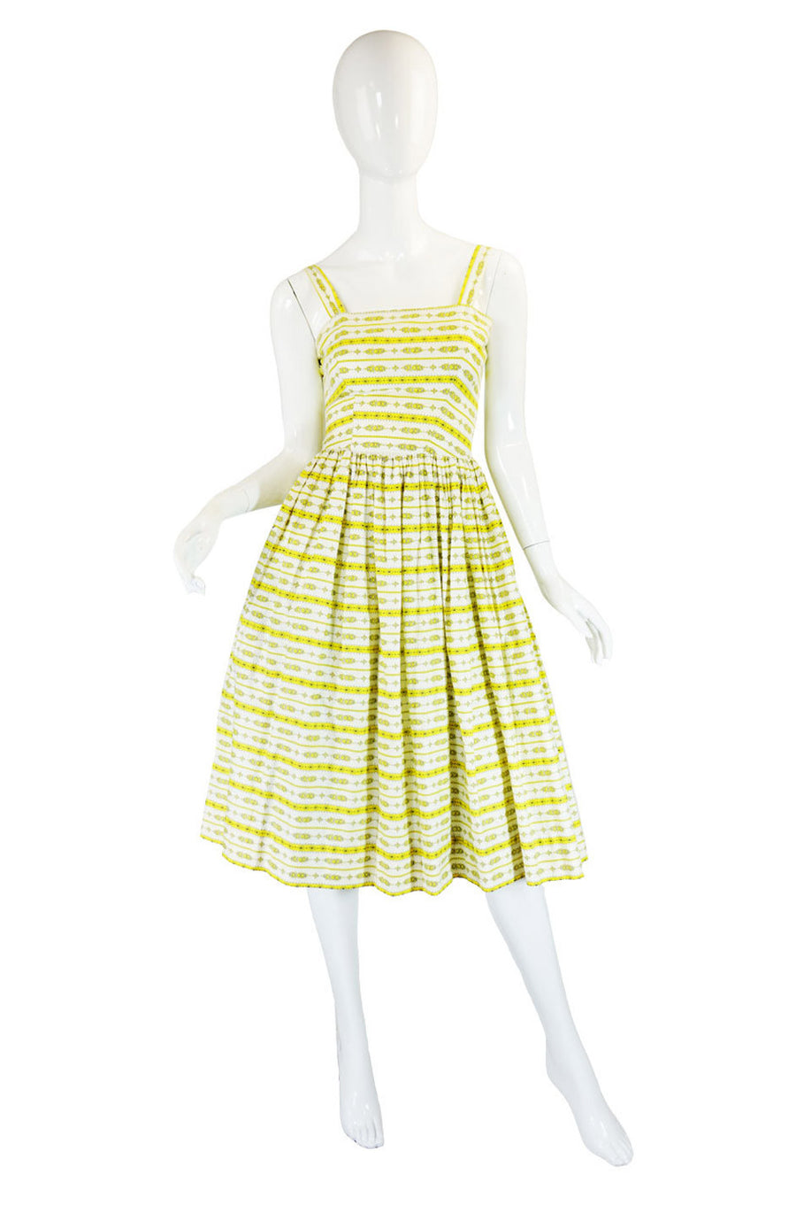 white christmas dresses Pretty 1950s Yellow Printed Crisp Cotton Sun Dress – Shrimpton Couture