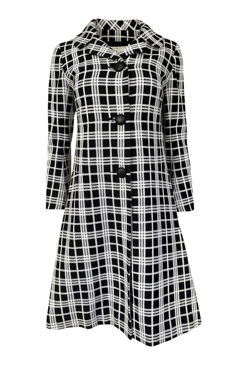 Spring 1970 Diorling by Christian Dior Numbered Mod Black & White Check Coat