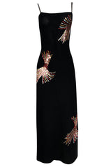 Stunning 1970s Adolfo Black Knit w Sequin & Rhinestone Detailing Dress